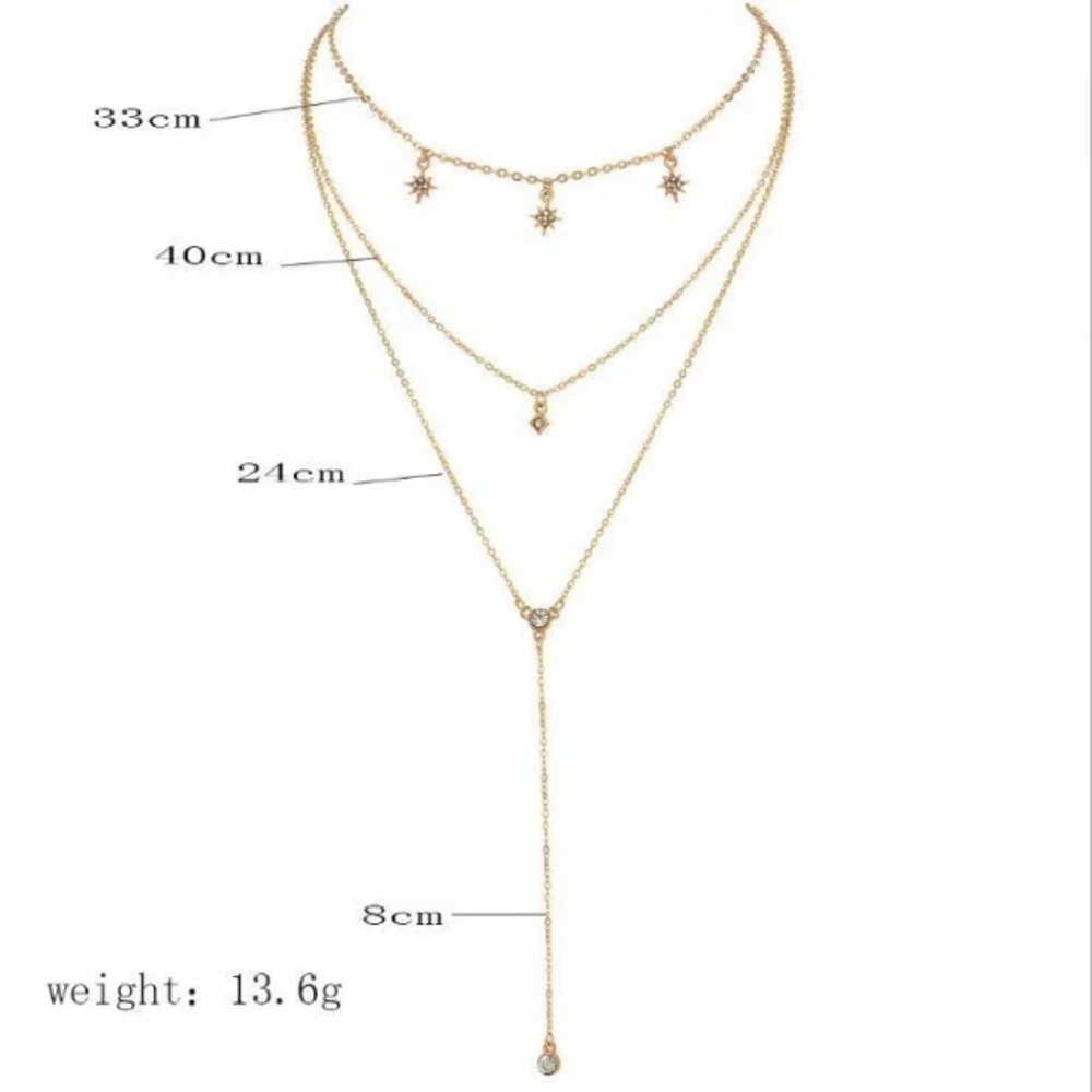 Boho Multilayer Star Crystal Gold Choker Necklace - Picture 2 of 2